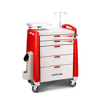 China Unique Breakaway Locking Handle Offers High Quatily Crash Trolley Mobile ABS Medical Emergency Plastic Luxurious Treatment Trolley for sale