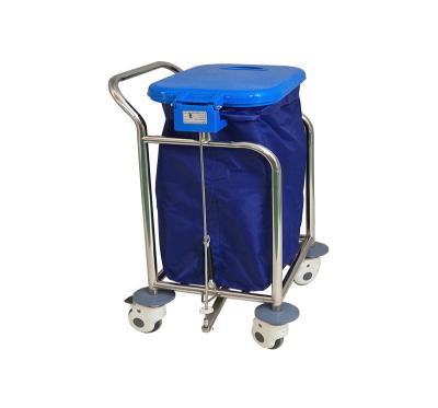 China Modern Metal Hospital Linen Carts Dirty Bed Linen Changing Cart with Plastic Bucket Trolley for Cleaning for sale