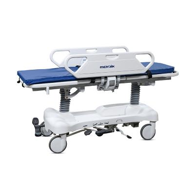 China Plastic 5 Functions Traditional Mobile Medical Hospital Patient Transfer Stretcher CPR Hydraulic Handle With Wheels for sale