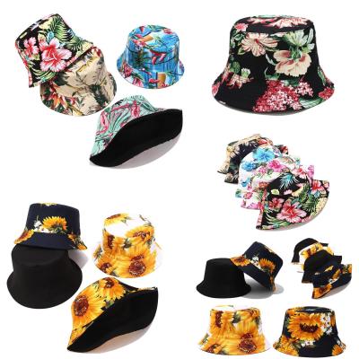 China Unisex Fisherman Hat Cotton Reversible Sun Bucket Hat Women Sunflower Sun Protection Sun Covers Outdoor Travel Panama for sale