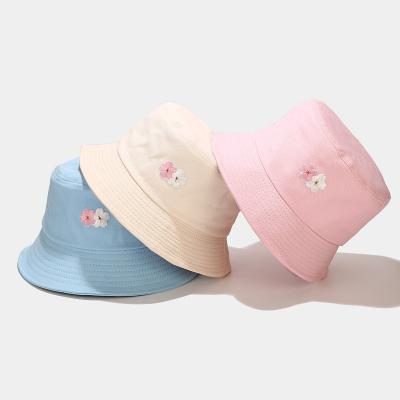 China Unisex Bucket Hats Cotton Beach Visor Panama Sun Protection Summer Sun Hats Sun Protection Flower Fisherman Travel for sale