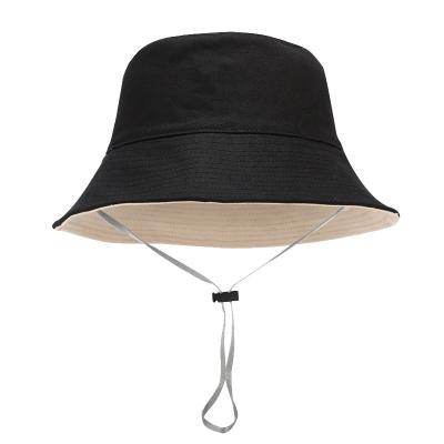 China Sun Protection Buckle Buckle Adult Panama Bucket Hats Cotton Twine Bucket Hats Outdoor Sun Protection Windproof for sale