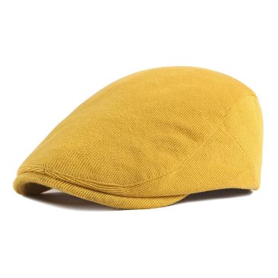 China Sun Protection Spring Autumn Visor Knitting Casual Fashion Women Yellow Blue Peaked Platypus Men Berets Hat Flat Cap for sale