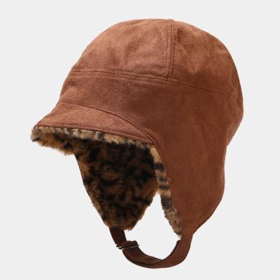 China COMMON Outdoor Warm Hat Autumn Winter Knitted Woolen Leopard Hearing Protection Hat for sale