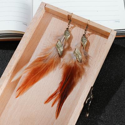 China Wholesale BOHEMIA Bohemian Feather Leaves Wild Women Earrings Jewelry for sale