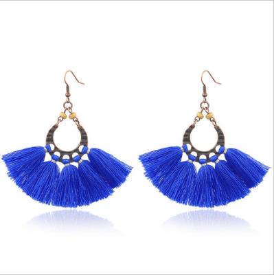 China BOHEMIA Fashion 2021 Long Drop Tassel Earrings Vintage Dangle Flower Bohemian For Women Party Ethnic Jewelry for sale