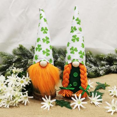 China Great performance; creative shamrock hat green promotion doll faceless gnome for holiday party decoration for sale