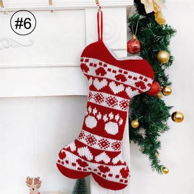 China Great performance; High quality ; Christmas Atmosphere Red And Green Knit Dog Stockings And Big Bone Shape Pet For Christmas Holiday Decoration for sale