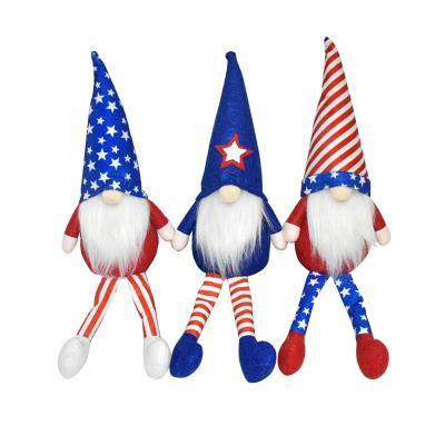 China Great performance; creative border stuffed dwarf elf no face doll for Independence Day patriotic gnomes for sale