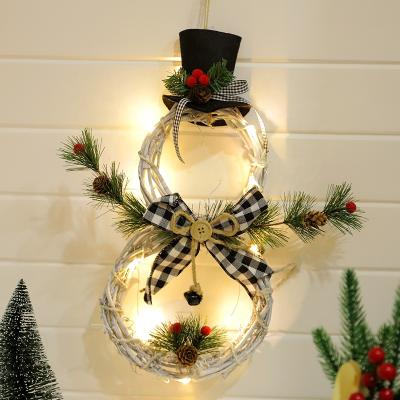 China Plant ; Light 3d Christmas tree ornaments white decoration rattan circle with lights for sale