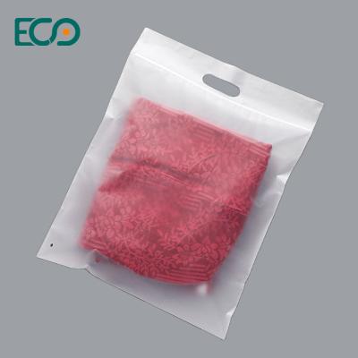 China Reusable Plastic Ziplock Bag Cosmetic Transparent Frosted Clothing Bags With Handle for sale