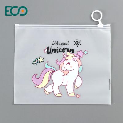 China Colorful Printing Logo PVC PE Frosted Plastic Transparent Ziplock Pouch With White Zip for sale