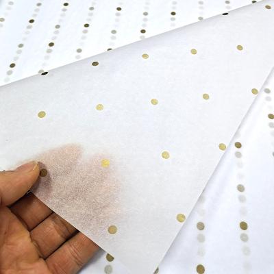 China OEM Paw Print Tissue Wrapping Paper White Tissue Paper with Gold Dot Printing for sale