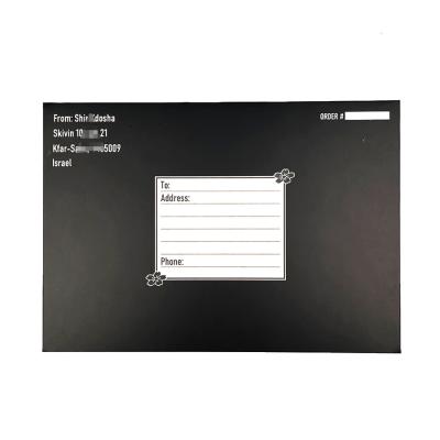 China Recycled Black Silver Stamping Custom Rigid Envelop Cardboard Mailer For Stamp Sticker File for sale