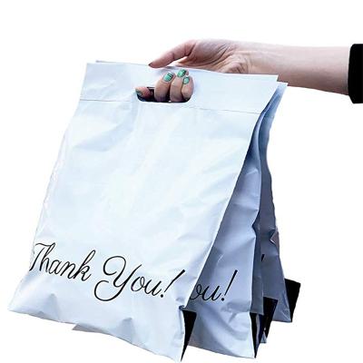 China Design Custom Logo White Clothing Shipping Courier Packaging Express Bag Mailing Bags Poly Mailer With Handles for sale