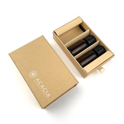 China Custom Cardboard Gift Box Packaging Essential Oil Perfume Jewelry Kraft Paper Travel Jewelry Drawer Boxes With White Logo for sale