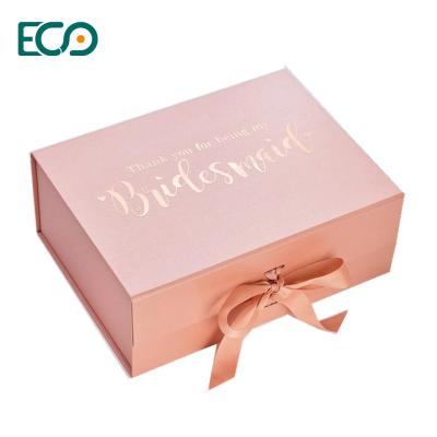 China Bow Silk Folding Gift Luxury Box Gold Stamping Logo Ready To Ship Gift Package Box Te koop