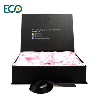 China Wholesale Custom LOGO Luxury Wig Boxes Bundle Hair Extension Packaging rigid Box with Silk Insert for sale