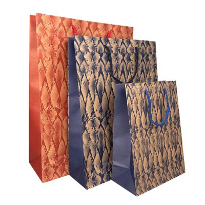 China Reusable Shopping Bag Dark Blue Plaid Pattern Printing Big Paper Kraft Bag for sale