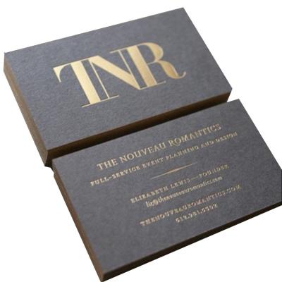 China Low Moq Recycled Paper Card Matte Black Business Card With Gold Foil Stamping Printing en venta