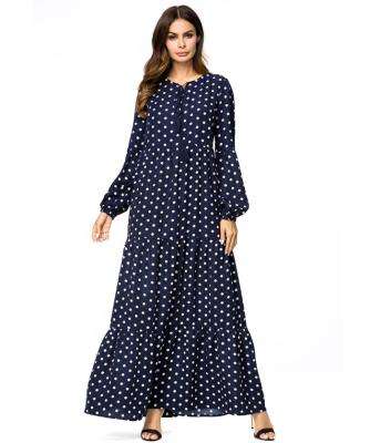 China Girls Middle Eastern Dress Long Loose Plus Size X-Large Dark Blue Dot Arabic Cake Skirt For Dress S-4XL for sale