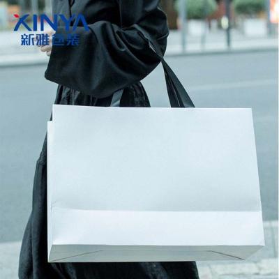 China Recyclable Wholesale Custom Printed Your Own Logo Packaging White Brown Kraft Gift Craft Shopping Paper Bag With Ribbon Handles for sale