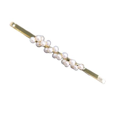 China Elegant French Style Elegant 14K Gold Plated 3-4mm Natural Pearl Clips Hair Clips For Women for sale