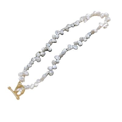 China Elegant BOHEMIA 14K Gold Plated OT Clasp 3-5mm Baroque Natural Freshwater Pearl Necklace for sale