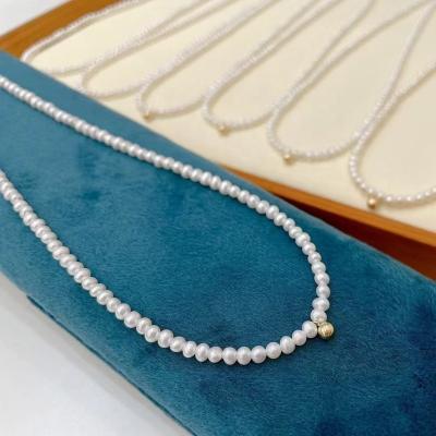 China Mini Handmade Cultured Jewelry 3-4mm Casual/Sporty Natural Pearl Necklace Elegant Women Necklace for sale