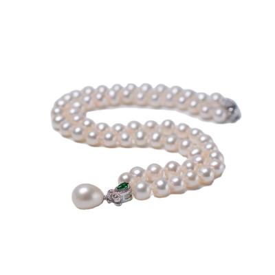 China Casual/Sporty Freshwater Pearl Necklace With Pendant 7-8mm Near Round Pearl Jewelry For Mother's Day Gifts for sale