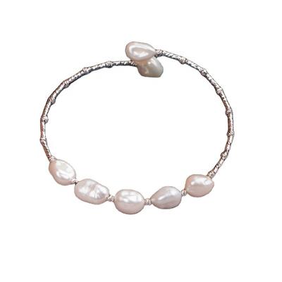 China 2021 BOHEMIA Natural Freshwater Pearl Bracelet Baroque Fashion Banlge With Pearl Women Bracelet Gifts for sale