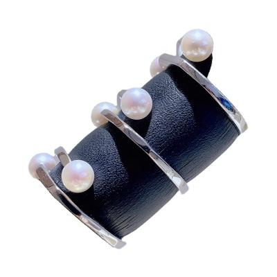 China Akoya Seawater Double Pearl Rings CLASSIC Fashion Adjustable Natural White Pearl Jewelry Women Gift for sale