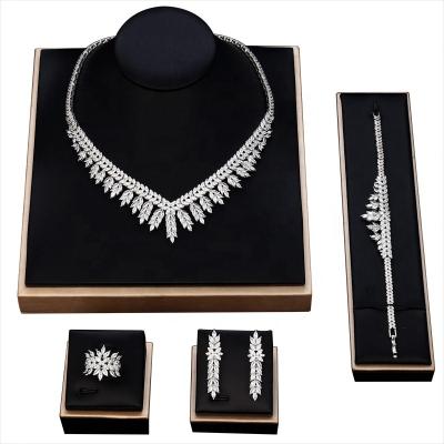 China European and American CLASSIC wedding fashion factory wholesale jewelry set necklace earrings Ring Bracelet Lady's party jewelry set for sale