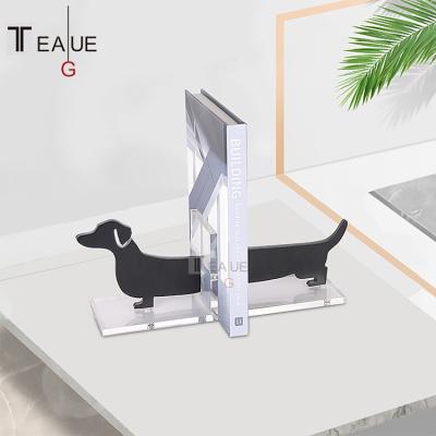 China Modern Acrylic Metal Room Study Simplicity Art Dog Shape Ornaments Decorative New Bookends for sale