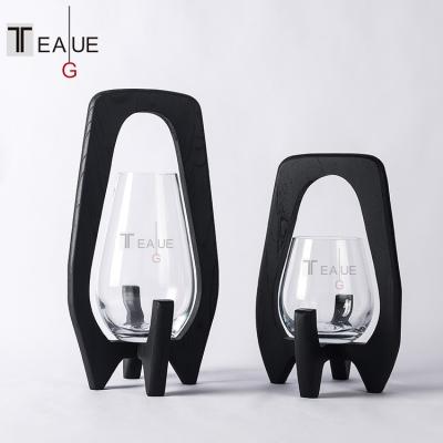 China Small minimalist black white luxury wooden glass flower arrangement decoration light vase in living room for sale