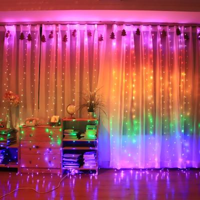 China Bedroom USB Curtain String Lights Rainbow Color 3m 9.8ft Instant Remote Control Holiday Party Window Wedding Decoration Lighting for sale