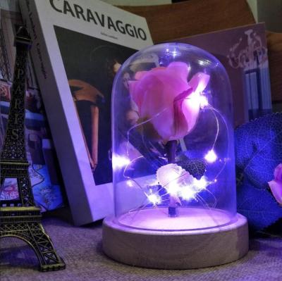 China Home/Party Light Bacteriostatic Battery Operated Germicidal Lamp Rose Dome Lights Ultraviolet Glass Decoration Rose Night Light Gift For Lover Family for sale