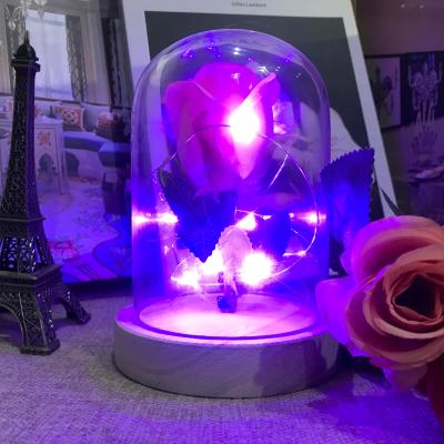 China Light Bacteriostatic Battery Operated Family Home/Party Lights Dome Rose Purple Decoration Best Lover Gift For Party Wedding Christmas Decoration for sale