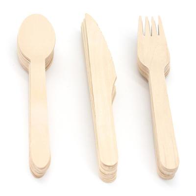 China Hot Selling Eco-friendly Disposable Knife And Wooden Spoon Fork Set Disposable Wooden Eco-Friendly Tableware for sale