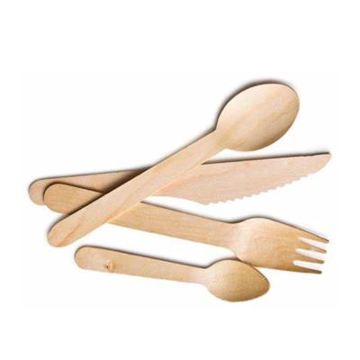 China Eco-friendly Disposable Wooden Knife Fork Spoon Tableware Cutlery Set for sale