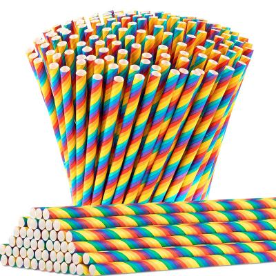 China Drinking Tool Wedding Decoration Biodegradable Colorful Striped Paper Straws for sale