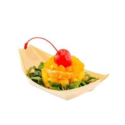 China Eco - Friendly Disposable Green Wooden Sushi Boat Serving Tray for sale