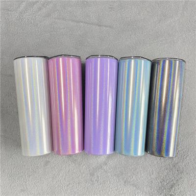 China Wholesale Viable Mixed Shimmer Rainbow Stainless Steel Color 20oz 600ml Sublimation Skinny Tumbler For Drinking for sale