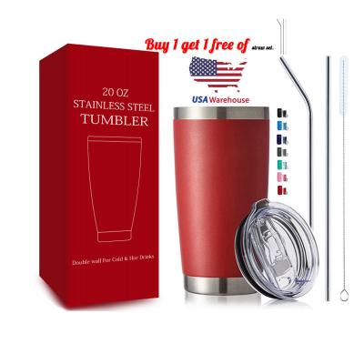 China USA Warehouse Sustainable Tumbler Cups Vacuum Insulated Insulated Double Wall 20oz Coffee Wine Beer Mug Stainless Steel Tumbler for sale