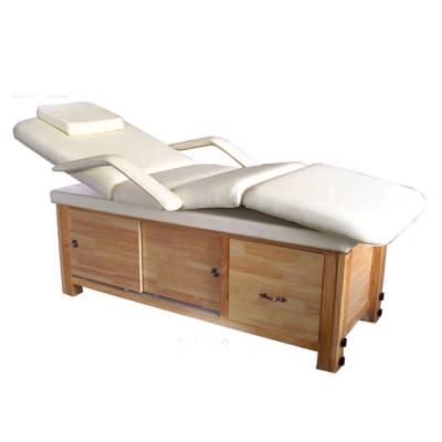 China Modern solid wood massage bed spa bed massage table massage facial bed with cabinet for sale