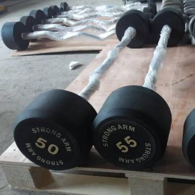 China Universal Gym Training Rubber Barbell Bar / Round Fixed Head Strength Barbell Manufacturer in Dezhou for sale