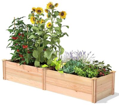 China Modern Outdoor Rectangular Planter Vegetable Bed Wooden Box Raised Garden Bed for sale