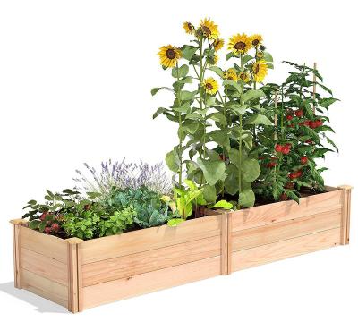 China Fir Wood Frame Modern Outdoor Wood Frame Flower Pot Patio Garden Planter Raised Garden Bed for sale