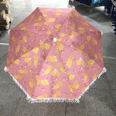 China Outdoor Fantastic Luxury Flower Design Furniture Beach Parasol Custom Umbrella With Tassels for sale