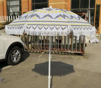 China Nylon with 180cm Polyester Tassel UV Beach Umbrella for sale